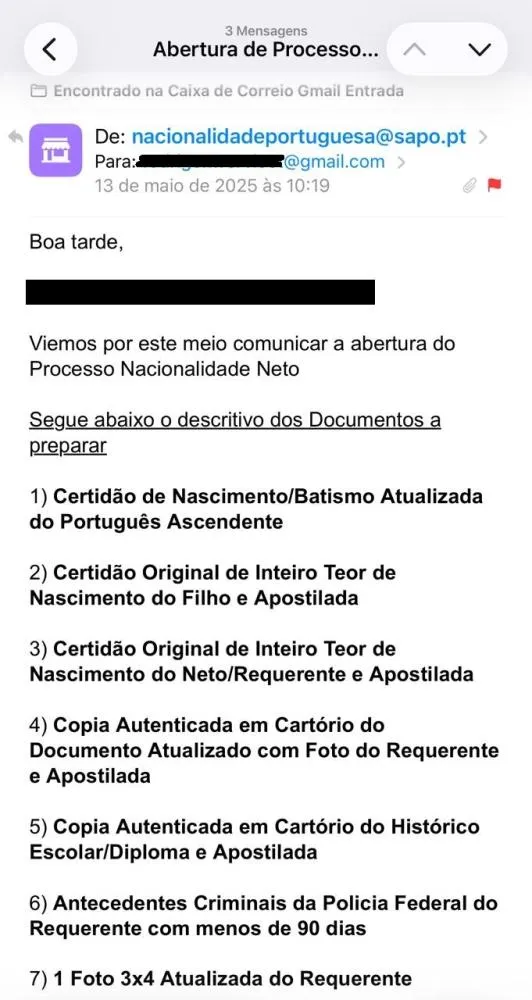Ele tambem simulava o email correto do consulado portugues